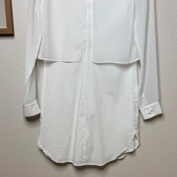 Bailey 44 Vlado‎ White Sheer Long Sleeve Cotton blend Dress Slit Open Back - XS - Picture 9 of 16